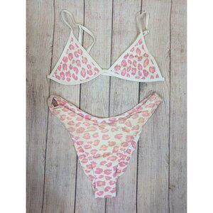 BAMBA SWIMWEAR Women's Pink Cheetah Bikini Two Piece Size Medium READ